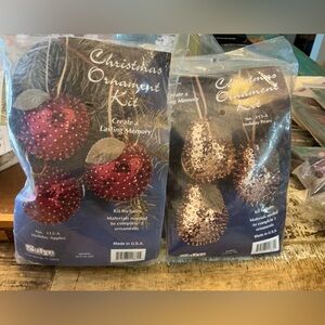 2 Holiday Christmas Ornament Kits pears and apples, 3 in each kit, total 6